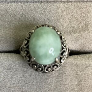Elegant Sterling Silver and Green Gemstone Ring